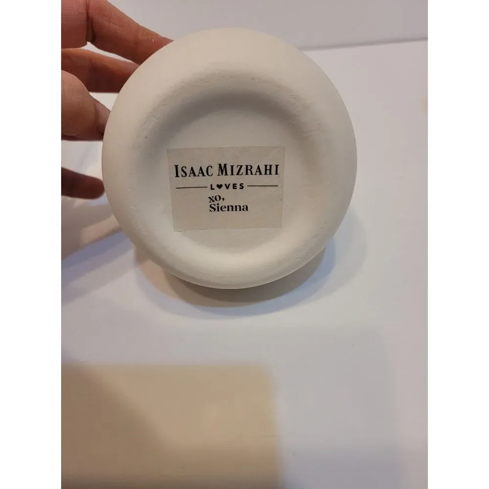 Isaac‎ Mizrahi Loves XO Sienna Vase Ceramic Pottery Cream Hand Dipped Pink Glaze